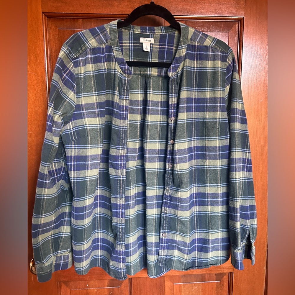 L.L. Bean Plaid Shirt with banded collar